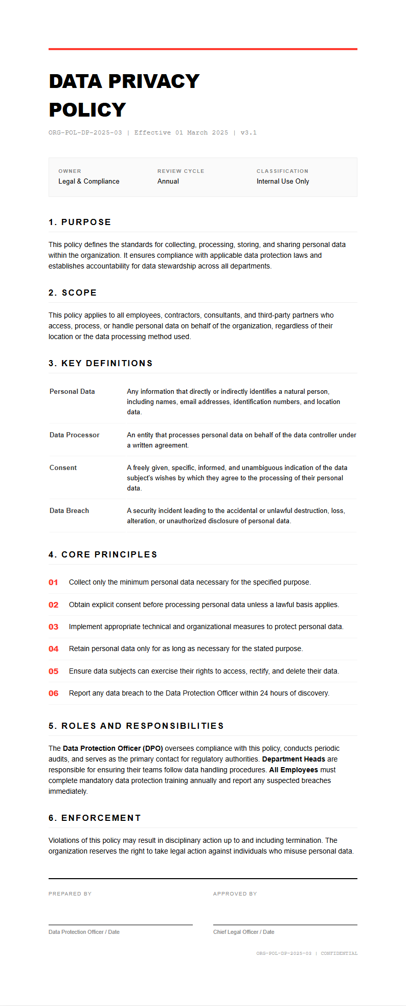 Modern minimalist policy with clean grid